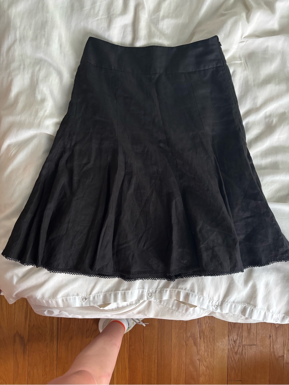 Ann Taylor Black Linen A-Line Skirt